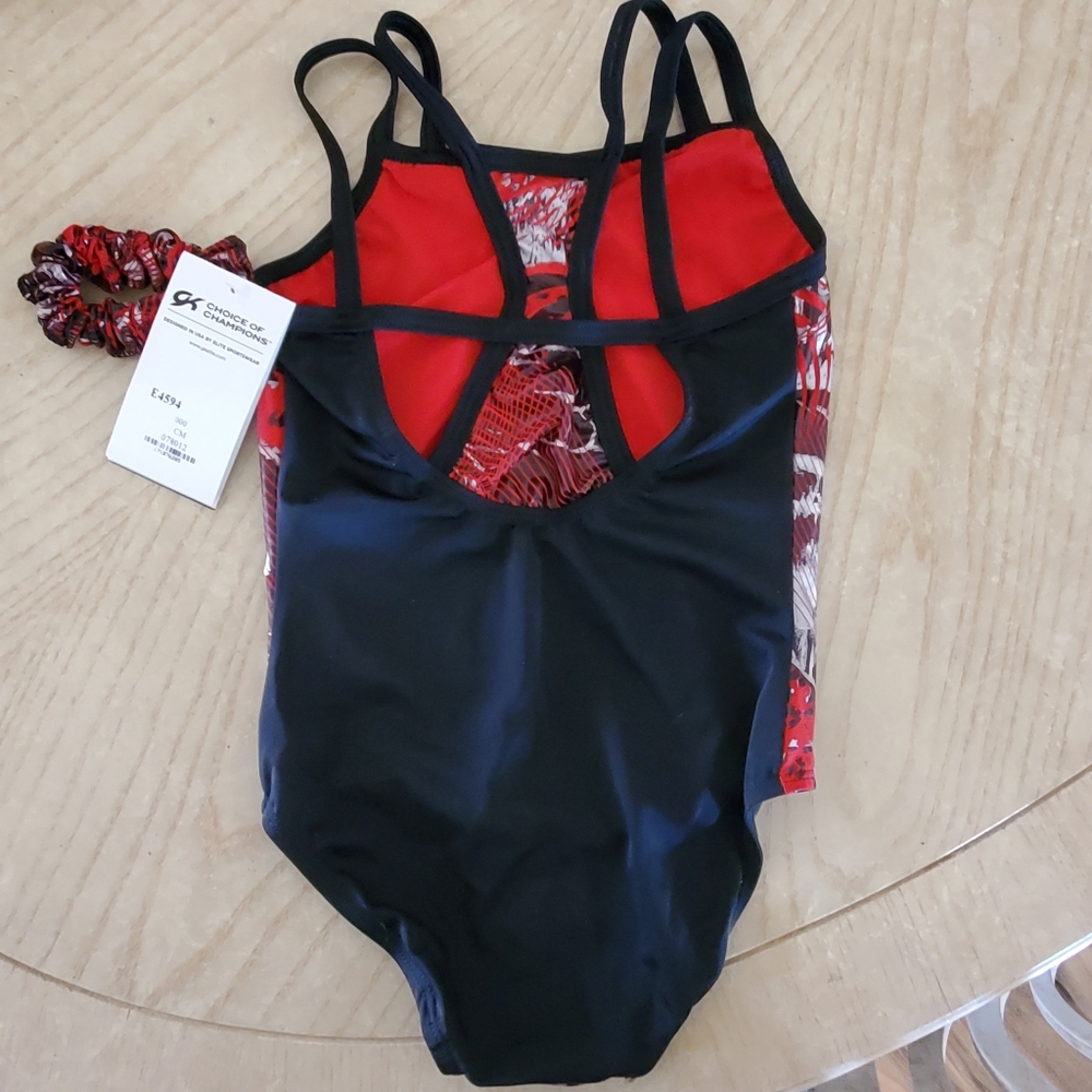 GKelite Urban Zebra Workout Leotard with matching scrunchie